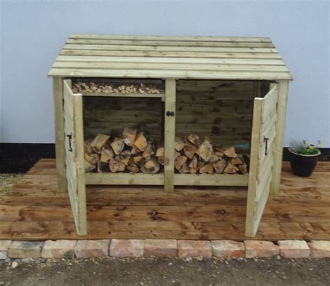 Wooden Log Store With Doors 4ft Ash Brand Fire Wood Storage Etsy