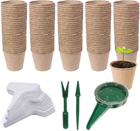 Woohome 153 Pcs Peat Pots Kit 100 Pcs Biodegradable Paper