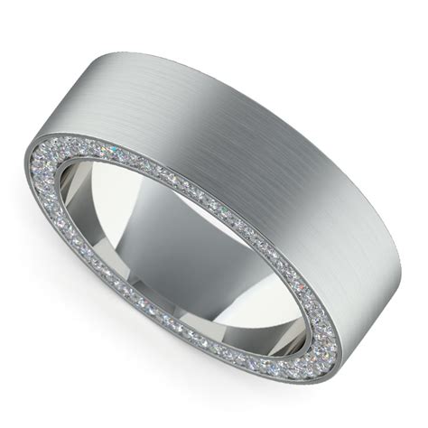 14k white gold semi mount diamond bridal ring wedding set engagement setting. Hidden Diamond Men's Wedding Ring in White Gold (7mm)
