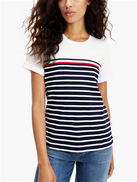 Tommy Hilfiger Stripe T Shirt Whitemulti At John Lewis And Partners