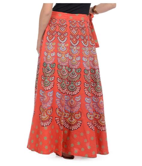 Buy Rajasthani Sarees Cotton Straight Skirt Orange Online At Best