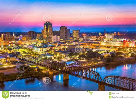 Shreveport Louisiana Usa Downtown Skyline On The Red River Royalty