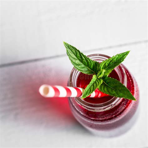 Red Juice Mint And Straws Stock Image Image Of Closeup 56401777