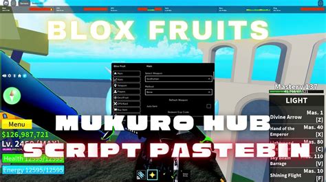 Blox Fruits Script Pastebin Mukuro Hub Auto Farm Fruit Mastery