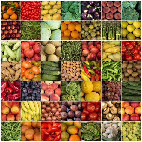 49 Verduras Y Collage De Las Frutas Foto De Archivo Imagen De