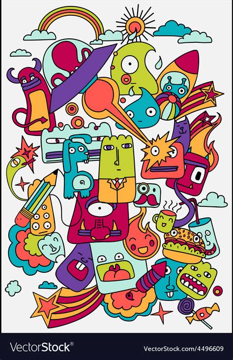 Cute Crazy Doodles Life Royalty Free Vector Image