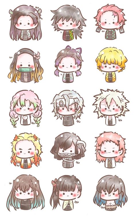 Kimetsu No Yaiba Chibi Pegatinas Bonitas Dibujos Animados Bonitos Chibi Dibujos