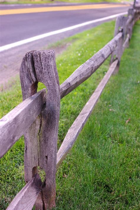 Split Rail Fence Grass And Blacktop Stock Image Image Of Nature