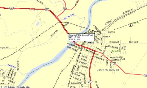 Map To Oubache Public Access Point On Big Pine Creek In Indiana