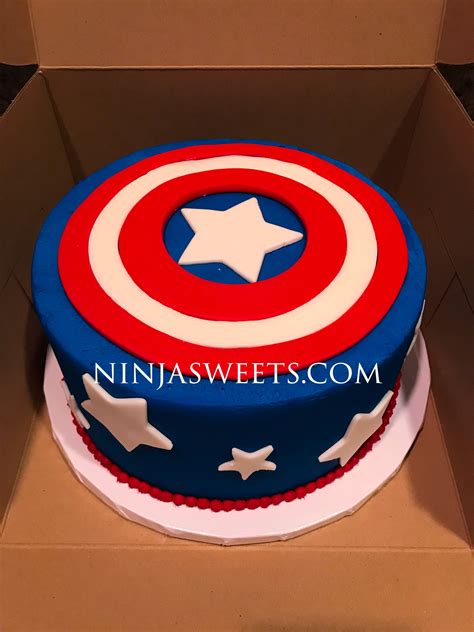 Captain America Themed Birthday Cake Ninjasweets Com Captain America Cake Captain America