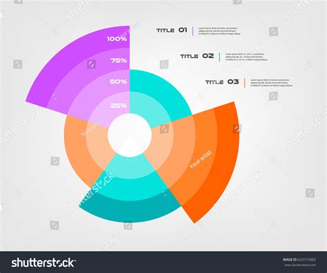 Sunburst Chart Color Infographics Step By Vetor Stock Livre De