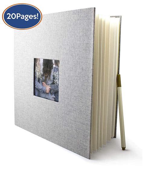 Bastex Large Diy Photo Picture Album Grey Hard Cover Fabric Frame With