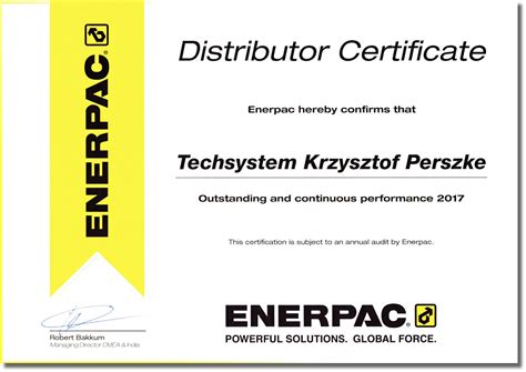 Distributor Certificate For Techsystem Techsystem