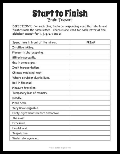 Brain Teasers For Kids Printable