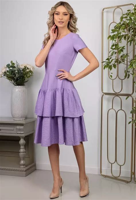 Rochie Lila Accesorizata Cu Volane Dasha Ro