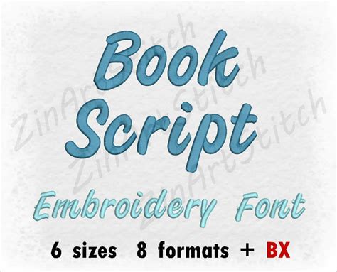 Book Script Embroidery Font Machine Embroidery Design Instant Etsy
