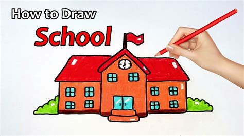 How To Draw A School Step By Step Very Easy วาดรูปโรงเรียนง่ายๆ