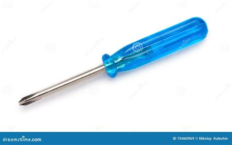Blue Screwdriver On White Stock Image Image Of Work 70460969