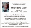 Traueranzeigen von Hildegard Wolf | Trauer.HNA.de