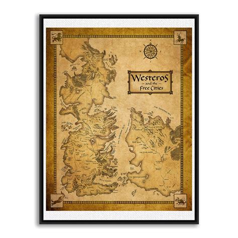 Game Of Thrones Map Westeros Map Map Of Essos Game Of Etsy