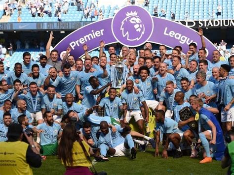 Manchester City Lift Premier League Trophy As Huddersfield Gain