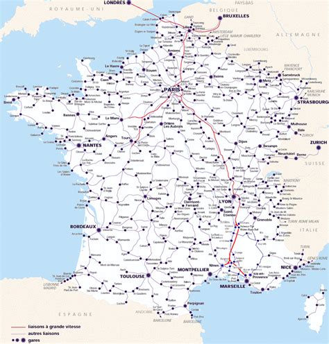 This Is A Map Of The French Railway Lines It Includes The Stations And