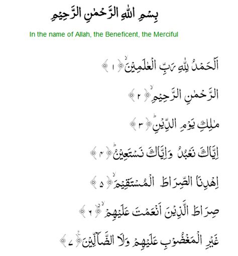 Quranic Verses Al Quran Surah 1 Al Fatiha V 1 7