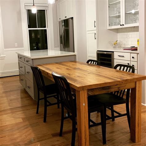 Reclaimed Oak Kitchen Island Attached Table In Charlestown Cannon Hill