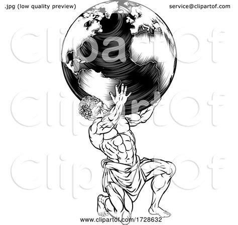 Atlas Titan Holding Globe Greek Myth Illustration By