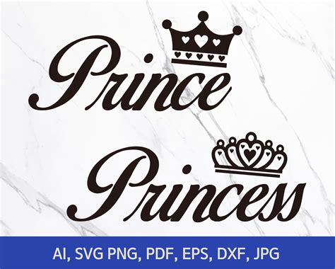 Prince And Princess Svg Prince Svg Princess Svg Crown Svg For