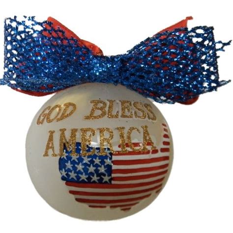 God Bless America Glass Patriotic Christmas Ornament Patriotic