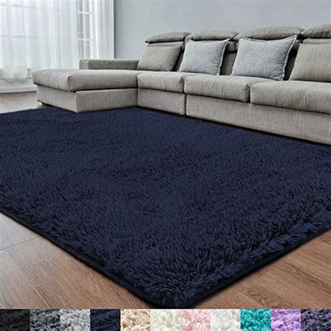 Navy Blue Soft Area Rug For Bedroom5x8fluffy Rugsfurry Rugs For