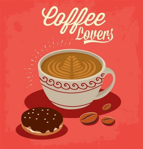 Coffee Advertising Classical Design Cup Cake Beans Icons Vectors