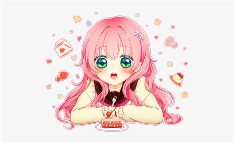 Cake Anime Girl And Pink Hair Image Anime Girl Happy