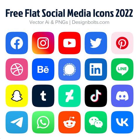 20 Free Vector Flat Social Media Icons 2022 Ai 1024 Pngs Designbolts