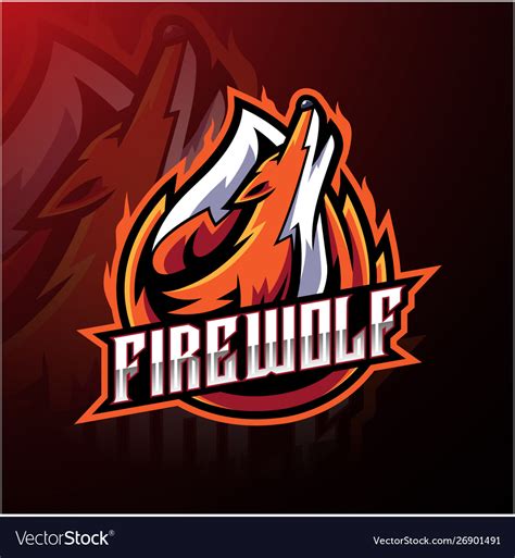 Fire Wolf Esport Logo Design Royalty Free Vector Image