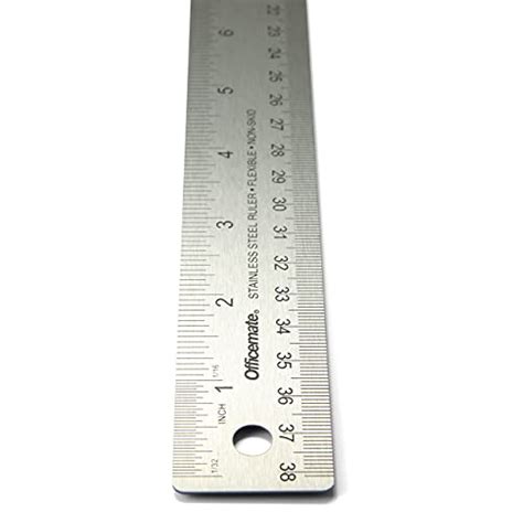 Officemate Classic Stainless Steel Metal Ruler 15 Inches With Metric