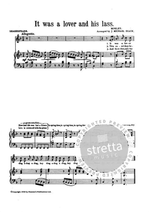 It Was A Lover And His Lass From Thomas Morley Buy Now In The Stretta Sheet Music Shop