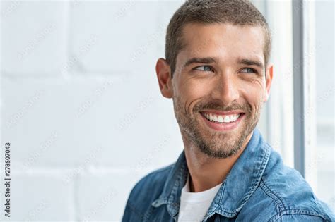 Happy Smiling Man Looking Away Stock Photo Adobe Stock