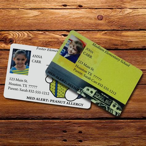The cards can be ordered via a professional printing service, or printed at home. Kids Custom ID Card