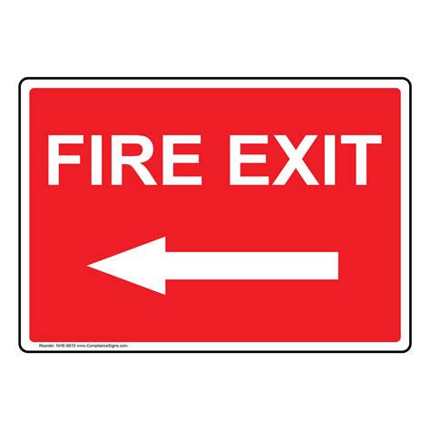 Enter Exit Fire Exit Sign Fire Exit With Left Arrow