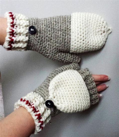 Work Sock Glittens Crochet Pattern Convertible Mittens Gloves Etsy In