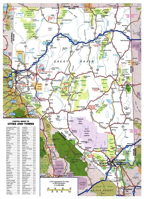 Laminated Map Large Detailed Roads And Highways Map Of Nevada State