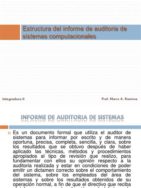 Estructura Del Informe De Auditoria Ok Auditoría Contralor