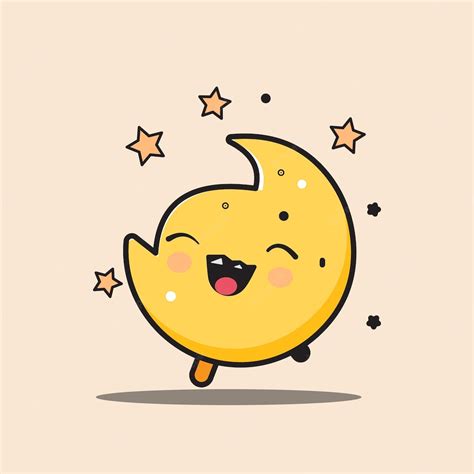 Premium Vector A Cartoon Moon Smiling Emoji With A Cute Face And A
