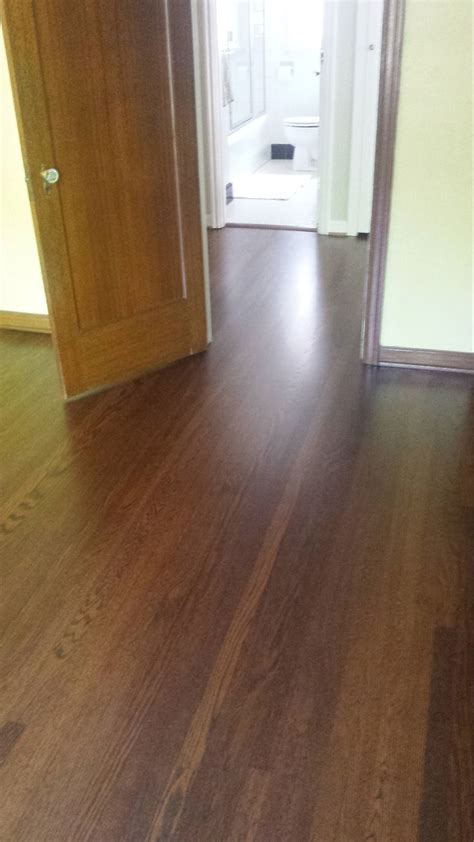 Red Oak Wood Floor Refinished With Duraseal Medium Brown Stain And
