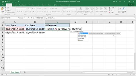Excel Formula For Time Elapsed In Days Hours And Minutes Youtube