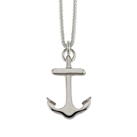Sterling Silver Anchor Mens Necklace