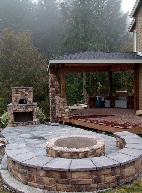 Outdoor Fireplace With Pizza Oven And Fire Pit Portland By Brown