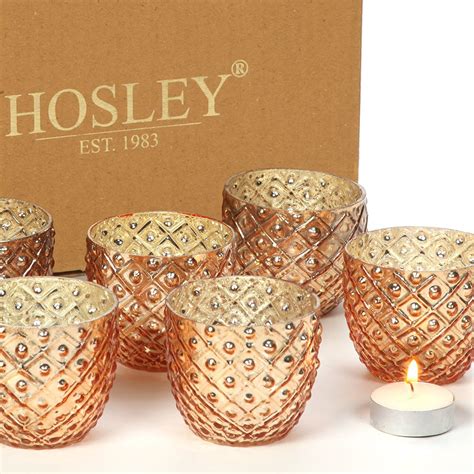 Hosley S Set Of 6 Gold Mercury Glass Votive Tea Light Candle Holder 2 75 Ideal For Bridal